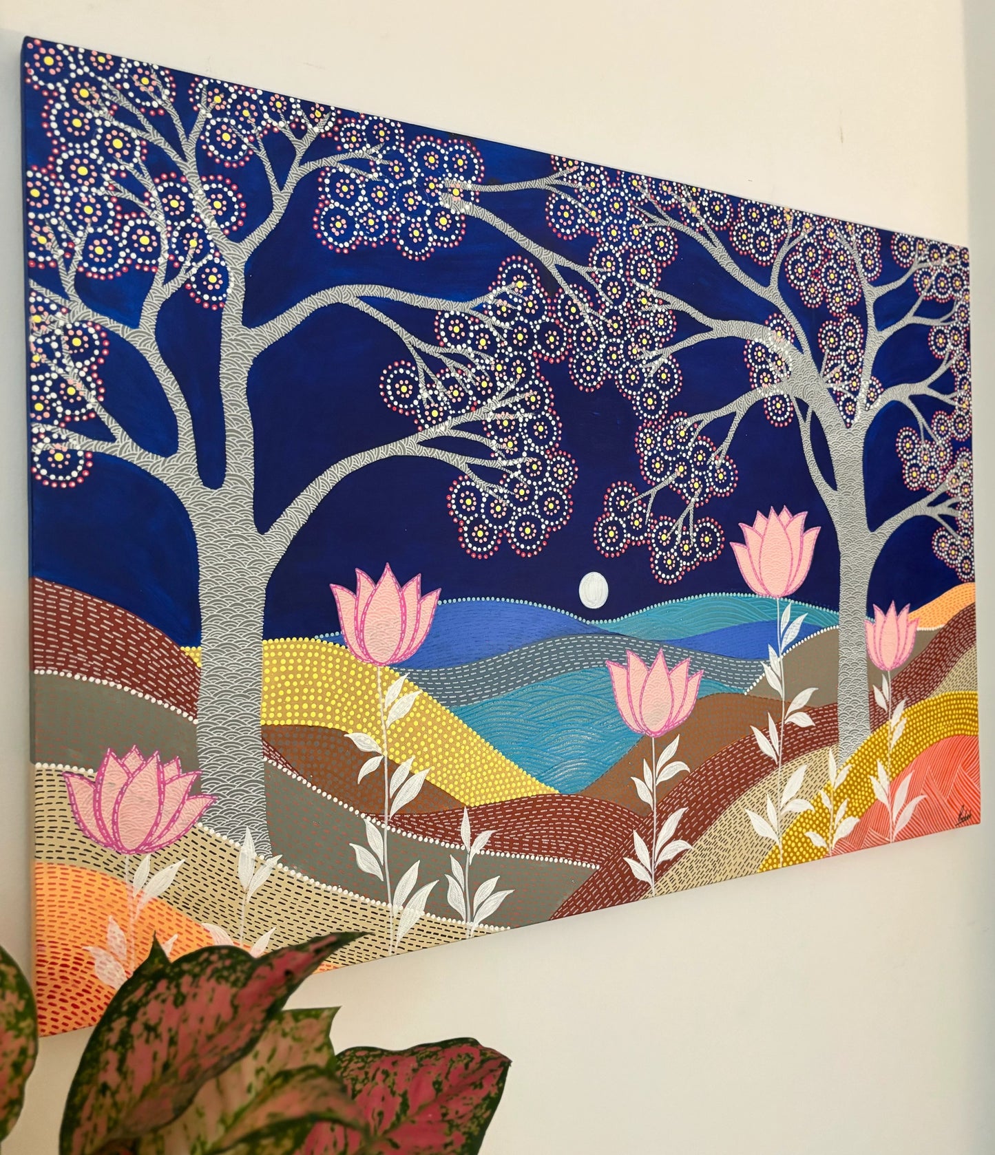 Pink Lotus Night Art Print