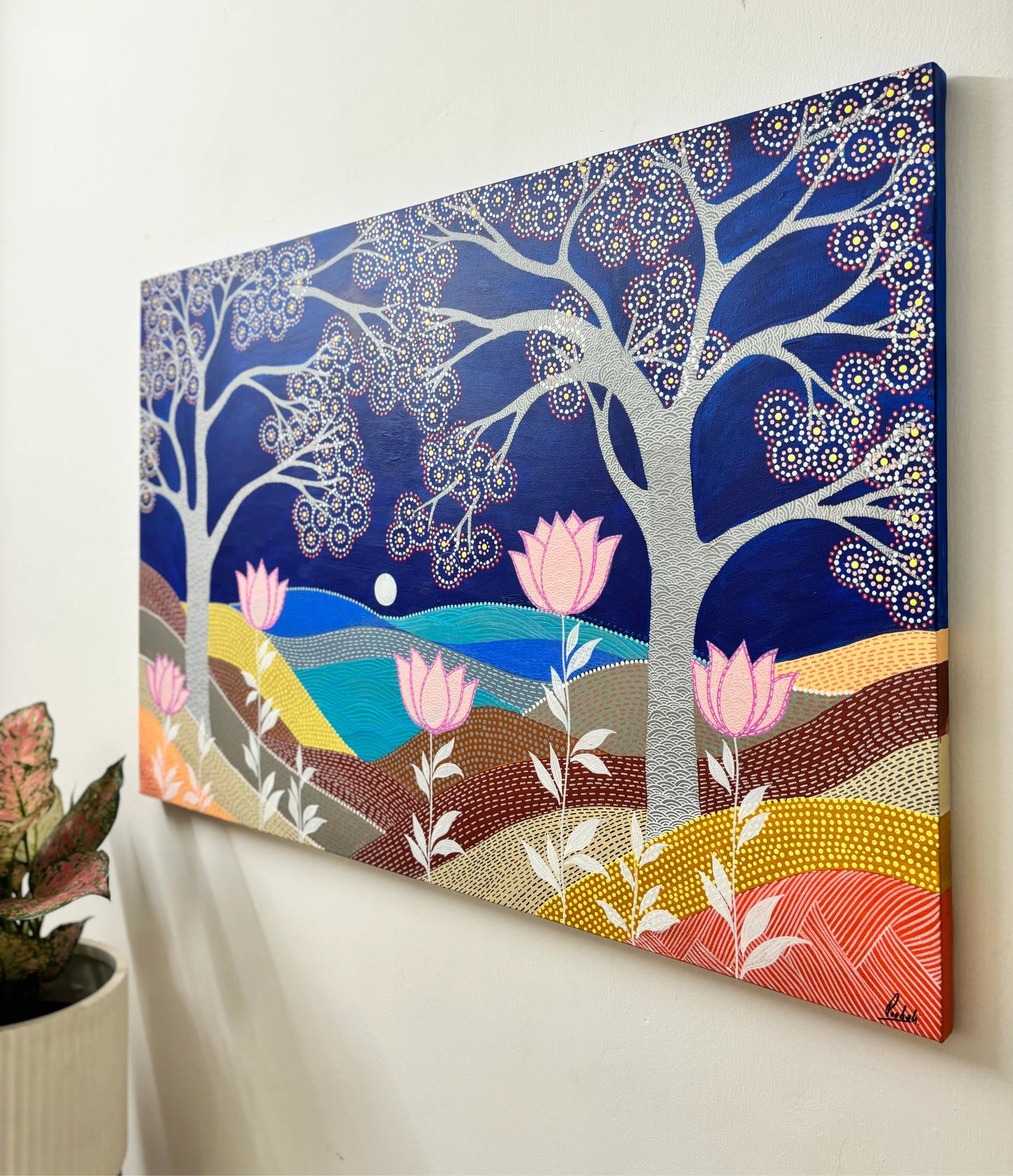 Pink Lotus Night Art Print